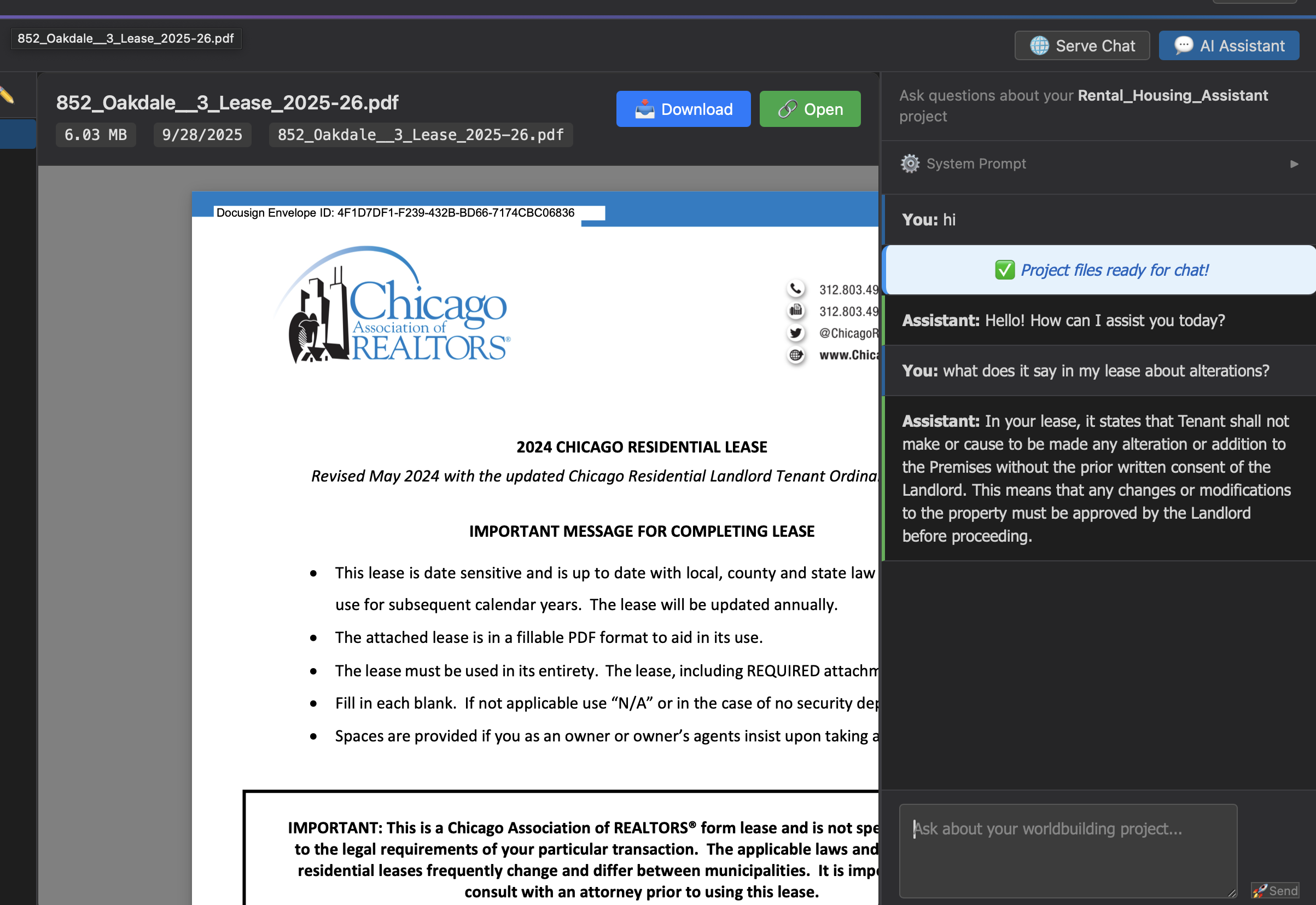 Chatbot interface for asking questions
